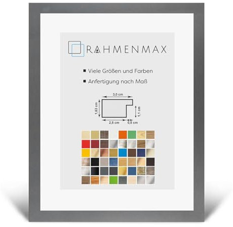 PuzzelMax Puzzlerahmen Bilderrahmen Posterrahmen 60x90 cm Graphit Dunkelgrau 90x60 cm mit klarem Kunstglas