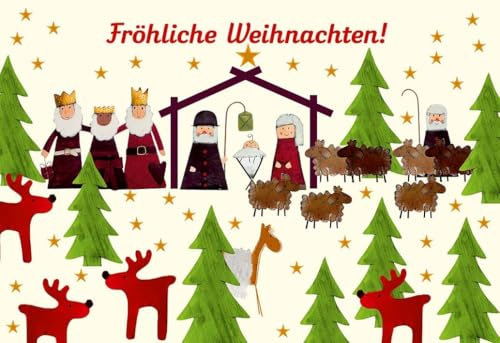 Gutsch Verlag schöne Weihnachtskarte Frohes Fest Heilige 3 Könige in Krippe