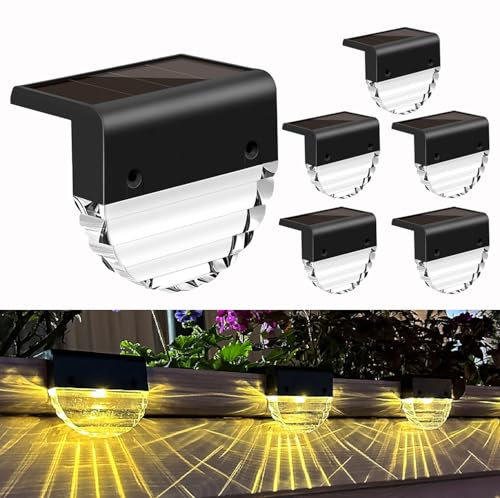 Weiongppy 6 Pezzi Luci Solari da Giardino, Luce Solare LED Esterno, 2 Modalità Bianco Caldo/Colore, IP65 Impermeabile Fari Terra, Lampada per Terrazza Giardino, Terrazze, Gradini e Scale