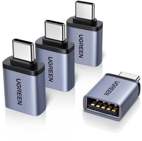 UGREEN Adaptateur USB C vers USB A 3.2 10Gbps OTG Lot de 4 Adaptateur Type-C Mâle vers Type-A Femelle Compatible avec iPhone 16 Plus Pro Max 15 MacBook Air iMac iPad Galaxy Tab S9 S24