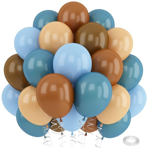 Blau-braune Luftballons, staubig, blau, braun, cremefarben, für Bären, Geburtstagsdekorationen, 30,5 cm, hellbraun, beige, , Helium-Latex-Ballon für Bogen, Babyparty, Jungen, Kinder, Partyzubehör