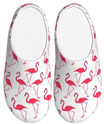 HUIKGIER Rosa fenicottero stampa modello Anti Pilling lavabile Casa pantofole con TPR Sole accogliente elegante calzature all'aperto, Nero , 39 EU