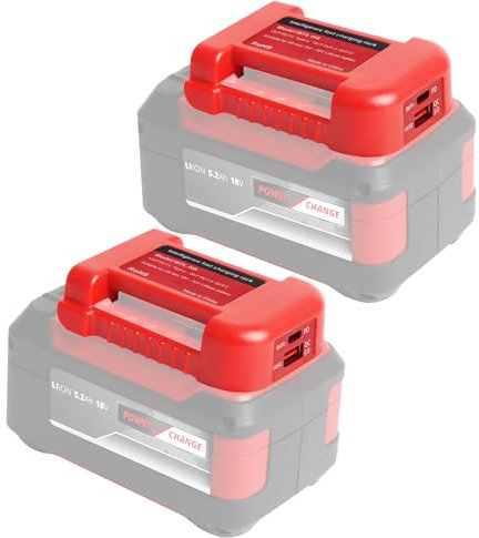 QUPERR 2 Pack Adattatore batteria USB, Compatibile con la batteria Einhell Power X-Change 18V, Adattatore caricabatterie doppio USB con ricarica rapida Type-C (solo adattatore)