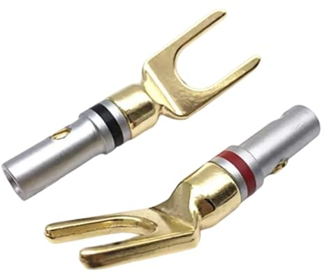 Qsvbeeqj Enceinte en forme de fourche banane plaquée or - 4 mm - Connecteur de fil à souder - Adaptateur de câble