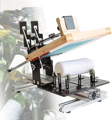 JXYQ Machine d'impression sérigraphique Manuelle à Cylindre incurvé, pour Bouteilles, Mugs et gobelets de 270 mm de diamètre, pour Impression personnalisée DIY.