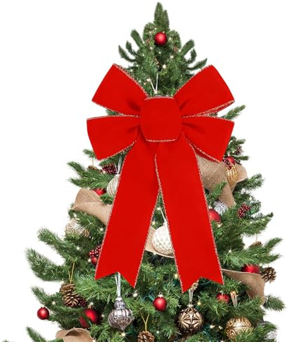 Schleifen Weihnachtsbaum Groß Weihnachtsschleifen Rote Schleife Weihnachten Samt Weihnachtsbaumschleife Christmas Tree Bows für Tür, Fenster, Kamin, Treppen, Baum Dekoration