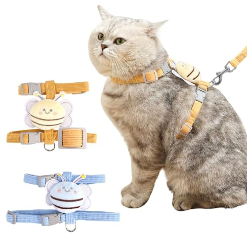 Fyrdm 2 Piezas Arnés para Gatos Ajustable para Caminar Antiescape