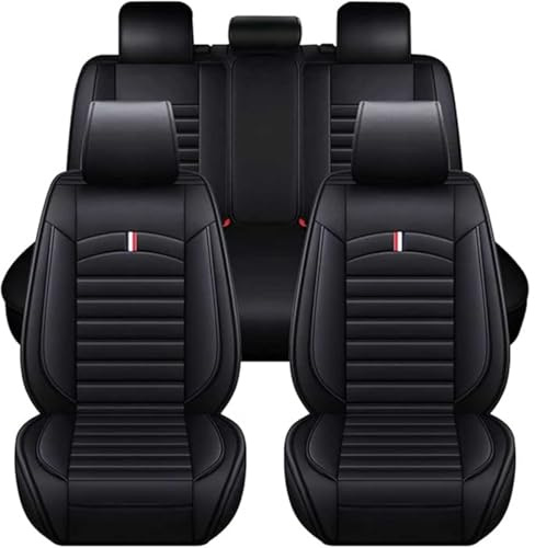 HHCVLUZI Auto Leder Sitzbezüge Für Skoda Octavia RS Skoda Kodiaq Skoda Superb Skoda Fabia, 5 Sitzer Vorne Hinten Autositz Schonbezug Sets Luxus Kissen Set Bezüge Atmungsaktiv Sitzbezüge,Black