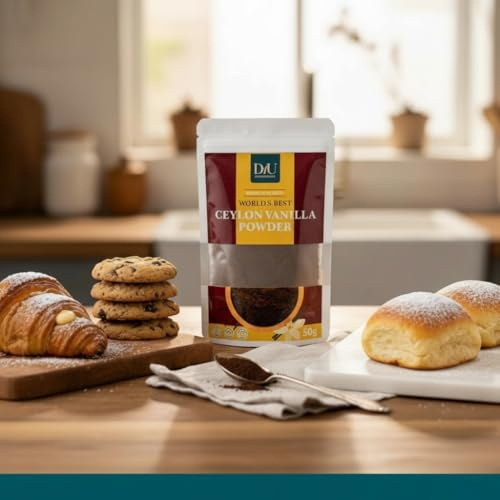 Premium Ceylon Vanilla Powder | 100% Pure Ground Vanilla Beans | Alcohol-Free, No Additives or Fillers | Rich Aroma & Flavor | Perfect for Baking, Coffee, Smoothies & Desserts
