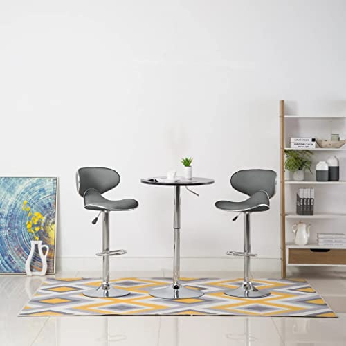 Hoopleep Barhocker Set, 2 STK. Grau Kunstleder, Höhenverstellbar & 360° Drehbar, Moderne Küchen Barstühle mit Rückenlehne für Theke & Insel, Verchromter Stahlfuß, Max. 110 kg