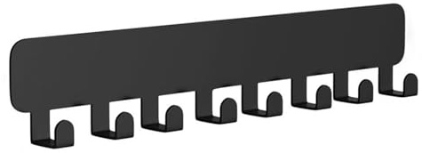 sundrerfect Schlüsselbrett Schwarz mit 8 Haken, Schlüsselhalter Wand Metall, Wandorganizer ohne Bohren für Schlüssel, Gürtel, Taschen