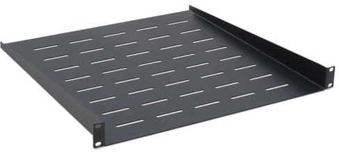 Etagère Rackable 19 Pouces 1U Profondeur 450 mm – Tablette Fixe pour Baie de Brassage, Coffret, Armoire Rack 19’’ - Fixation Avant - Noir