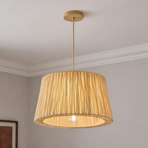 CGC Lighting Indoor Ceiling lamp Shade Straw Paper Easy fit Non Electrical (Large Straw)