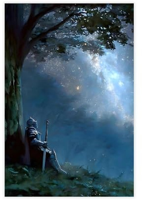 Dark Fantasy Knight Leinwand-Poster, Schlafzimmer, Dekoration, Landschaft, Büro, Raumdekoration, Geschenk, 40,6 x 61 cm (L x B)