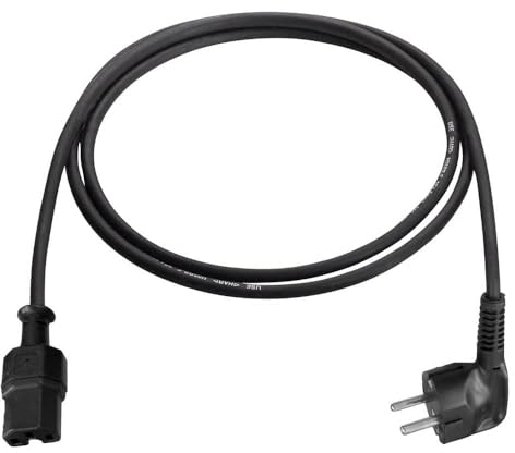 as - Schwabe Warmgeräte-Zuleitung 120°C – 2 m Gummi-Heißleitung H05RR-F 3G 1,0 – mit Schutzkontakt-Zentralstecker und Wärmesteckdose – für den Innenbereich – IP20 – Schwarz I 70873