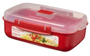 Sistema 2 X 1.25 Litre Microwave Safe Rectangular Food Storage Containers, 9.13in x 5.87in x 3.07in, Practical Style