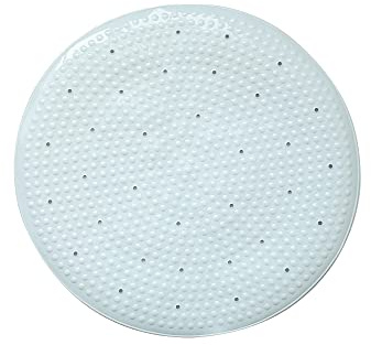 Blue Canyon Quadrant Nonslip PVC Shower Mats, Quick Dry Bathmat for Shower with Suction Pads & Drain Holes, Mould Resistant Bathroom Accessory, Durable Bath Rug Runner 50 cm Diameter - White