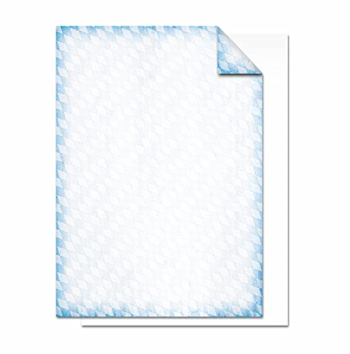 Logbuch-Verlag 100 Blatt Briefpapier blau weiß kariert Rautenmuster bayerisch einseitig bedruckt - A4 Motivpapier Oktoberfest Deko Einladung Bastelpapier
