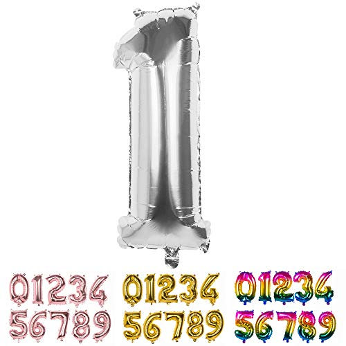 Boland - Folienballon Zahl, Silber 36 cm, Silber, Zahlenballon, Nummer, Ballon, Luft, Geburtstag, Jubiläum, Jubiläumsjahr, Lebensjahr, Überraschungsparty, Kindergeburtstag, Dekoration