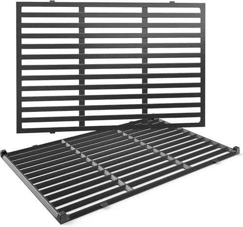 Uniflasy 7638 Gusseisen Grillrost für Weber Spirit 300 Series,44,5 x 30CM | für Weber Spirit E-310 (mit seitlichen Brennerknöpfen), Spirit I & II E/S-310 320 330 (mit vorderen Bedienknöpfen), 2 Stück