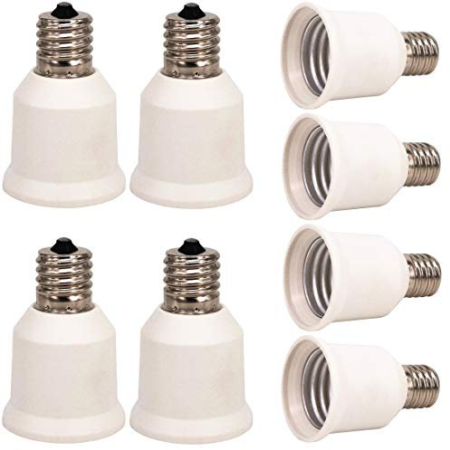 ZDCDJ Adaptateur de culot de lampe E17 vers E27 - Lot de 8 - Blanc - Matériau PBT ignifuge - Base moyenne - 250 volts