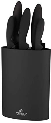 Viners Assure 5 Piece Knife Set with Stylish Soft Touch Universal Block Stainless Steel Blades with Squared Tips for Safety, Non-Stick Coating, Rust-Resistant, Ideal for Everyday Food Prep