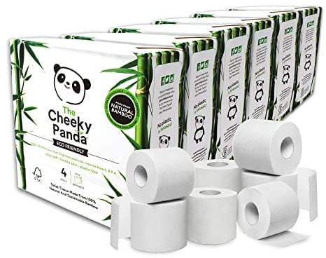 The Cheeky Panda Bamboo Toilet Roll Bulk Buy – 24 Rolls (6 Packs of 4) | 3 Ply Toilet Paper | Plastic Free Packaging and Sustainable Tissue Paper | Eco Friendly Loo Roll