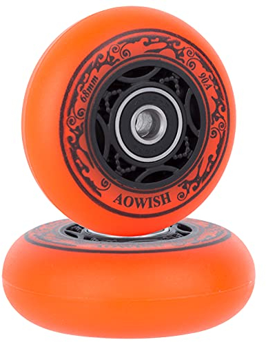 AOWISH 68 mm 90a Ripster-Räder mit Kugellagern, ABEC-9 für Mini Ripstik, Ripstick Mini, 2-Räder, Carving Casterboard, Wave-Board, Rollgepäck (2 Stück) (Orange)
