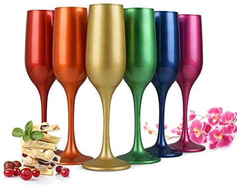 Sendez Lot de 6 flûtes à champagne aspect métal 200 ml