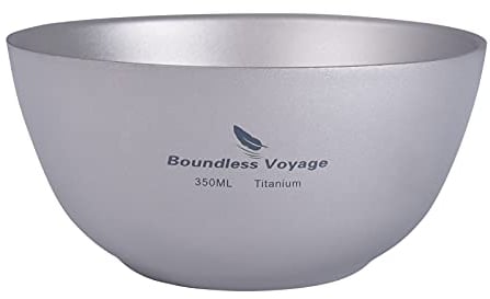 iBasingo Titan Schüssel Reis Suppen Tasse Outdoor Camping Geschirr 350ml Bowl Leichte Doppelwandige Runde Schüssel Tableware für Reisen Wandern nach Hause Ti1094T