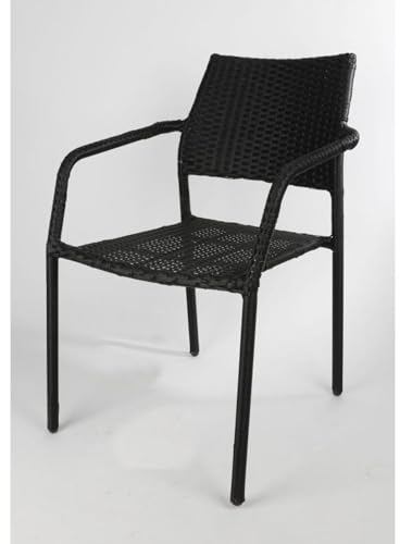 BURI Stapelstuhl Gartenstuhl outdoor 55 x 82 x 56cm Sessel Terrasse schwarz