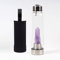 SDNI-L Guérison Cristal Bouteille d'eau 550 ML Verre Gemme Boisson Bouteille Portable Quartz Gem Pierres Bouteille Obsidienne Bouteille d'eau Cristal Naturel Amovible