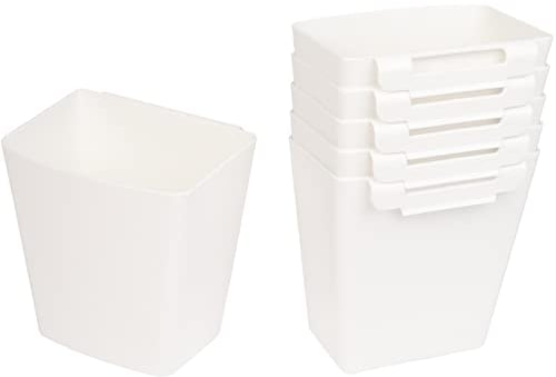AYVANBER 6 Pack Hanging Cup Holder for Rolling cart Accessories Hooks Little Hanging Buckets Hanging Storage Bins Craft Supplies for Rolling Utility Cart Slim Storage Cart (White)