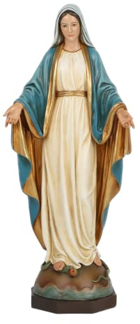 BC Buildclassic Katholische Statue „Unsere Liebe Frau der Gnade“, gesegnete Figur der Heiligen Mutter Jungfrau Maria für Altar, religiöses Geschenk für Mutter, Heimdekor, handbemalt, 34,3 cm (Elegant)