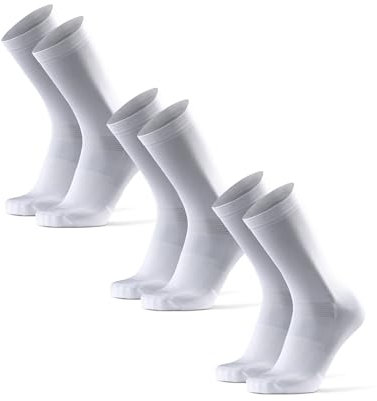 DANISH ENDURANCE Fahrrad Socken, Rennrad Socken, Gepolstert, Unisex, für Herren & Damen, 3 oder 5 Paar, Weiß/Schwarz, 43-47