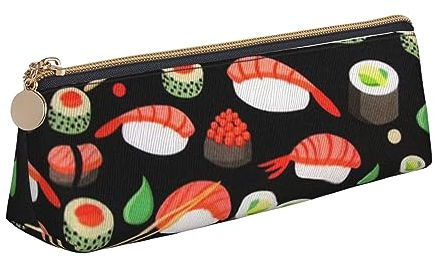 VGFJHNDF Japanisches Sushi-Garnelen-Leder-Dreieck-Federmäppchen mit Reißverschluss – minimalistisches Federmäppchen und Make-up-Tasche für Männer, Frauen, Mädchen, Jungen, Japanische Sushi-Garnelen,