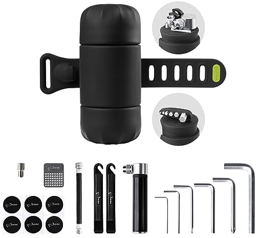 BONE】Portable Bike Repair Capsule, 14-in-1 Bicycle Repair Tool Kit, Mountain/Road Bike maintenance with Tire Pump & Wrench Tool Kit, Bike Accessories for Cycling, Emergency Bike Repair Bag