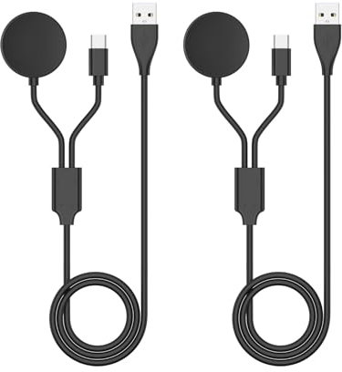 2 en 1 Chargeur Compatible avec Samsung Galaxy Watch 6/6 Classic/5 Pro/5/4/4 Classic/3/Active 2, Chargeur USB C Remplacement pour Samsung Galaxy Note 20/10/9/8/Samsung Galaxy S23/S22/S21/S20(2)