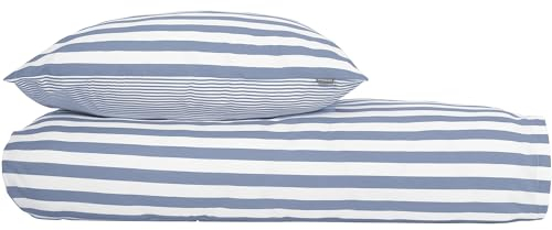 Schiesser Bettwäscheset Marie | 2-teilig | Gestreift | Renforcé | 100% Baumwolle | Oeko-Tex Zertifiziert | Reißverschluss | 135x200cm + 80x80cm | Hellblau