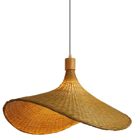 SUNELL Inicio Lámparas De Bambú Paquete De 1 Lámpara Colgante Hecha A Mano Accesorio De Iluminación De Techo con Luz Colgante Pantalla De Lámpara De Sombrero De Paja Personalizada Creativa