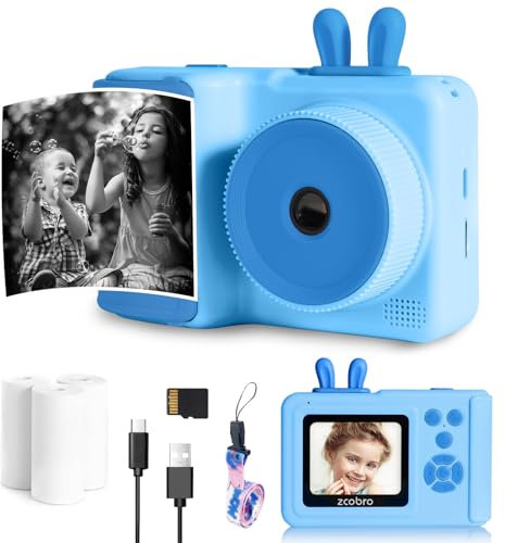 Fotocamera per bambini con stampa istantanea per ragazzi e ragazze dai 3 ai 12 anni, fotocamera digitale HD 1080P per bambini con stampa di carta giocattolo fotocamera istantanea regalo di Natale per