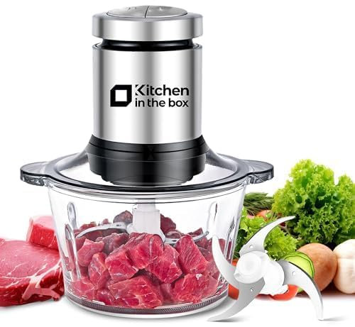 Kitchen in the box Food Processors,Small Meat Grinder & Food Chopper Electric Vegetable Chopper with One 8 Cup Bowl & S Blades for Meat/fish/Vegetable/Baby Food,8cup(1bowl)