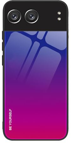 SEAHAI Hülle für OnePlus Nord 4 5G, Ultradünne Gehärtetem Glas Zurück & Weich Silikon TPU Rahmen Handyhülle Farbverlauf Farbe Case Stoßfest Schutzhülle, Buntes Lila