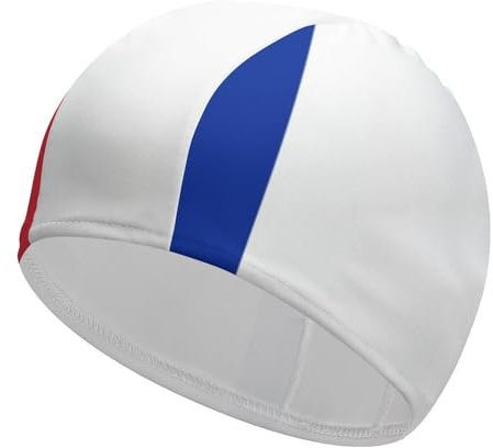 Bonnet de Bain Durable Unisexe antidérapant pour Cheveux Longs et Courts - Drapeau de la France