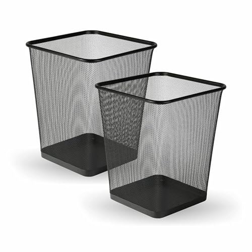 MantraRaj Black Square Metal Mesh Waste Paper Bin Lightweight Mesh Trash Can Waste Basket Garbage Can Waste Bin for Bathrooms, Kitchens, Home Offices, Living Room, Indoor Garbage Mesh Bin (1)