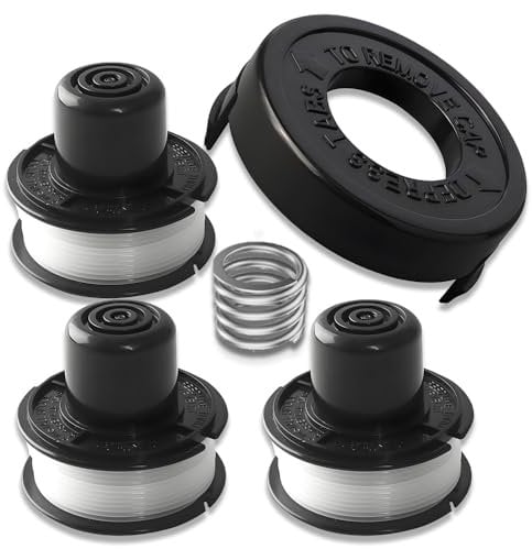 Bobine di Filo per Tagliaerba Compatibili con Black e Decker Sostituisci GL250 GL310 GL360 GL360SB, Bobina di Ricambio del tagliaerba in nylon (3 bobine+1 Copri Bobina+1 molla)