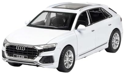 YRXIAO Modellbausatz Auto Modell Im Maßstab 1 32 Für Audi Q5 Q8 SUV Druckguss-Ton- Und Lichtlegierung Spielzeugauto-Modelldekoration Für Wohndekorationen(White Q8)