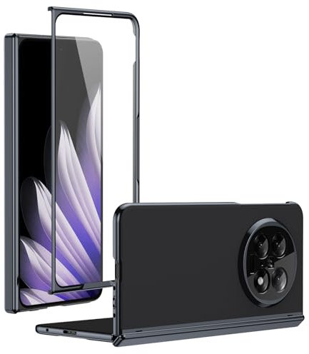 Étui à rabat pour smartphone Coque plaquée compatible avec OPPO Find N5 2025 avec protection d'écran et charnière, protection contre les chutes, résistante aux rayures et aux chocs - Design fin et pli