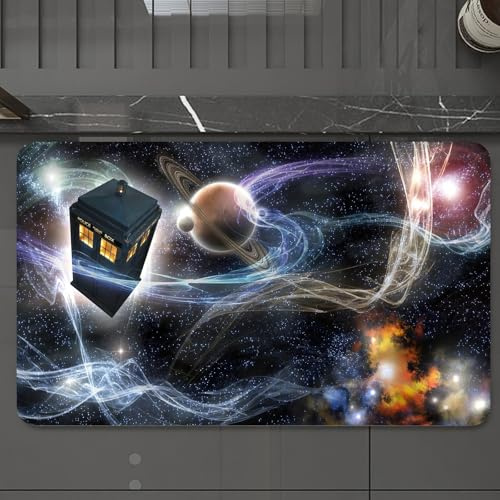 EMCLKS Badteppich rutschfeste,weicher Badezimmerteppich Badematte Badvorleger für Dusche,Badewanne und Toilette,Doctor Who Tardis Dans Sternenhimmel Fantasy Hintergrund,60x90 cm