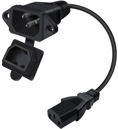 YINGAYOU Cavo C13 C14 con Montaggio su Pannello a Copertura Impermeabile 10 A 250 V Cavo Alimentazione C13 C14 per Computer, Monitor, PDU (Nero, 0.5 m)